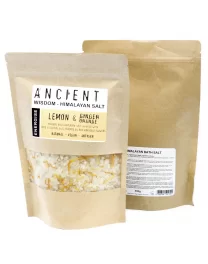 Amestec de Sare de Baie din Himalaya, 500g - Energise, cu Aromă de Lămâie, Ghimbir, Portocală și Ulei de Avocado