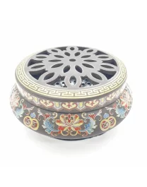 Arzător de lux pentru rășină și tămâie - auriu cu flori de lotus