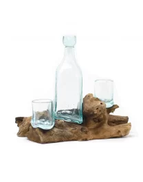 Sticlă Topită pe Lemn - Set de Whisky 