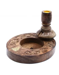 Suport de Conuri Parfumate Backflow din Lemn de Mango - Brass Buddah